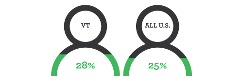 decorative element - 28% Vermont, 25% The United States